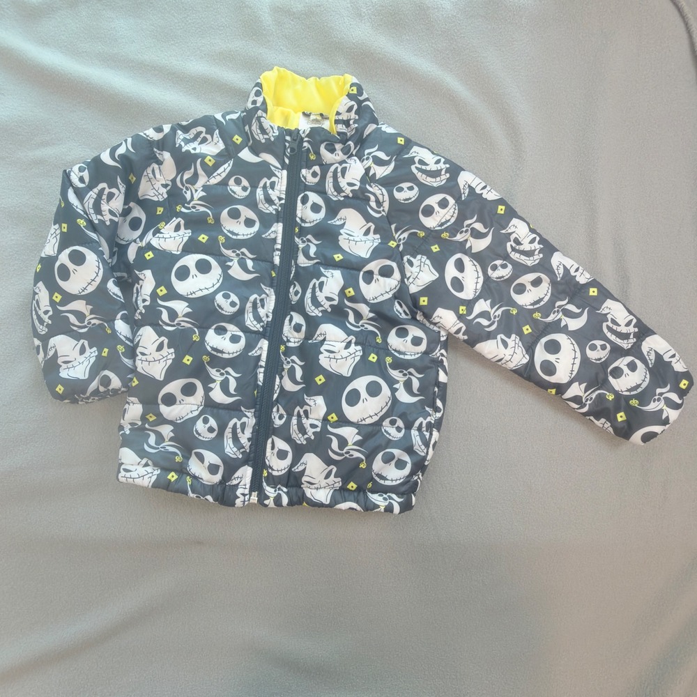 Disney Puffer Jacket Kids Size 2 Black Nightmare Before Christmas Excellent Jack